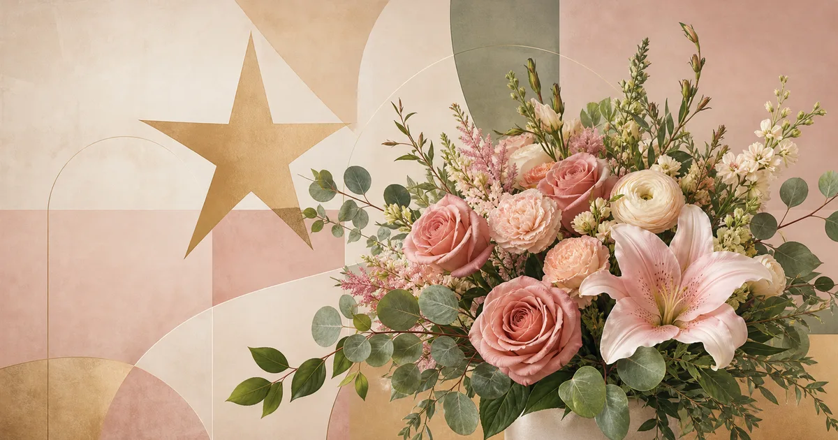 Botanical editorial illustration for same-day flower delivery in Dallas