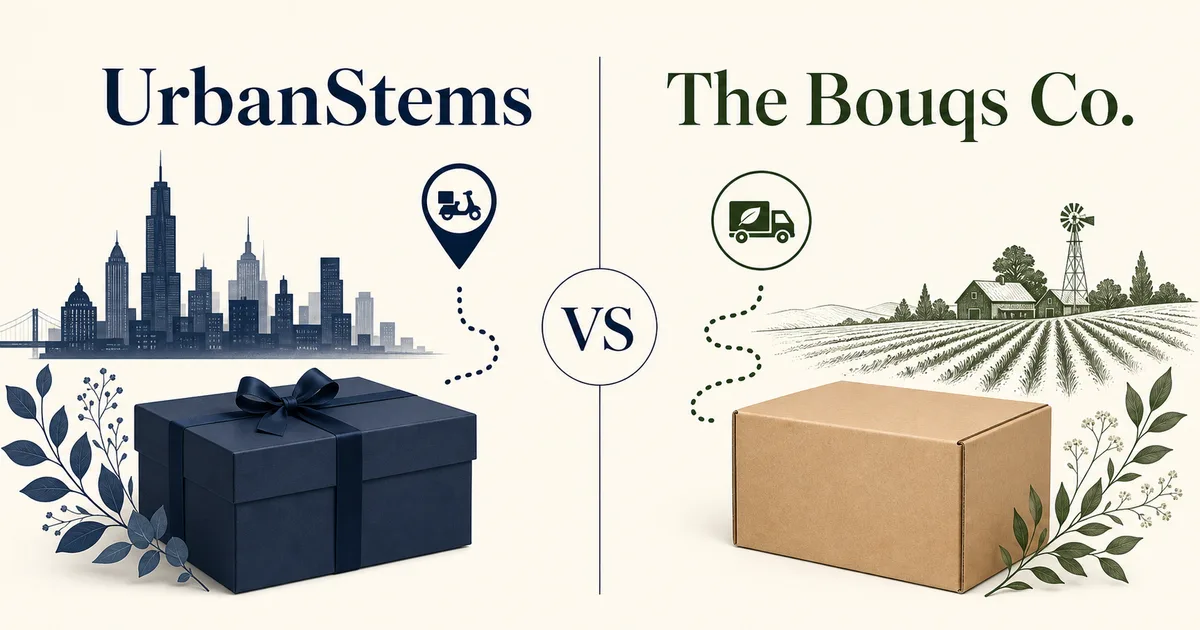 UrbanStems and The Bouqs Co. service comparison graphic