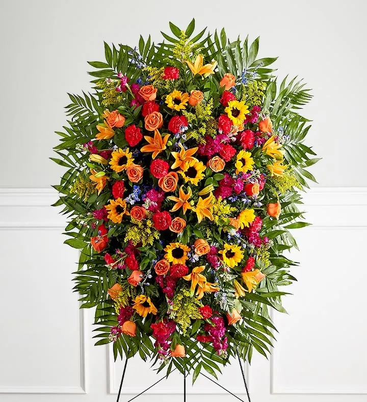 Vibrant Funeral Standing Spray from 1-800-Flowers