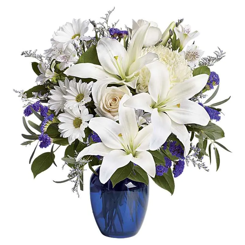 Beautiful in Blue sympathy arrangement from Teleflora