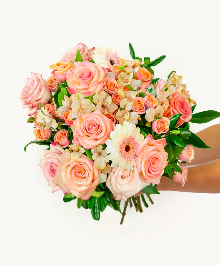 Preciously Pink bouquet from BloomsyBox with bicolor pink and white flowers