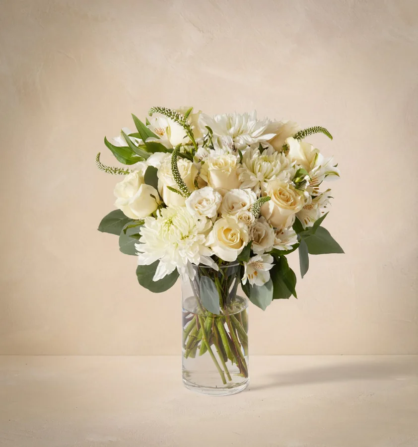 The Peace all-white bouquet from UrbanStems