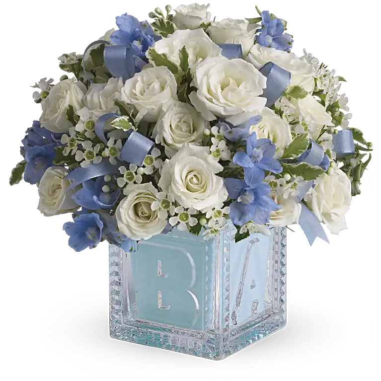 Representative new baby flower arrangement from Teleflora