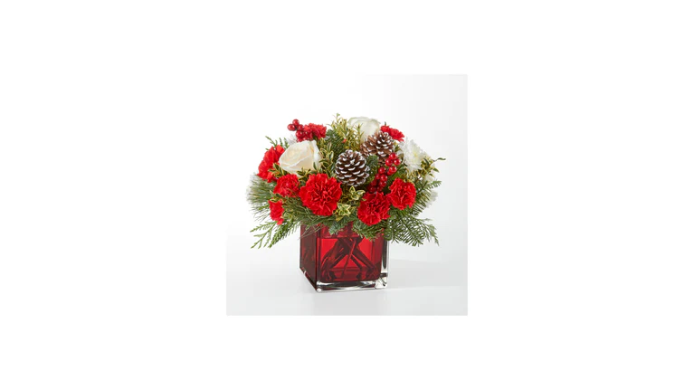 Representative red Christmas bouquet from FTD