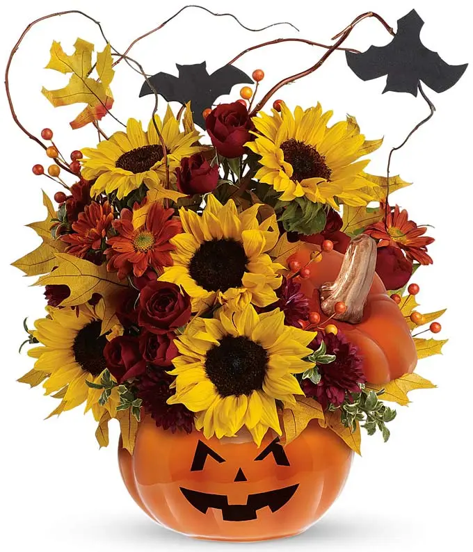 Representative pumpkin-container Halloween bouquet from From You Flowers