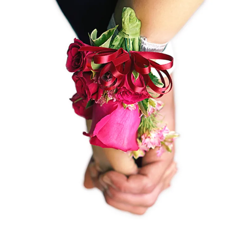 Wrist corsage photographed for FTD's prom flower guidance