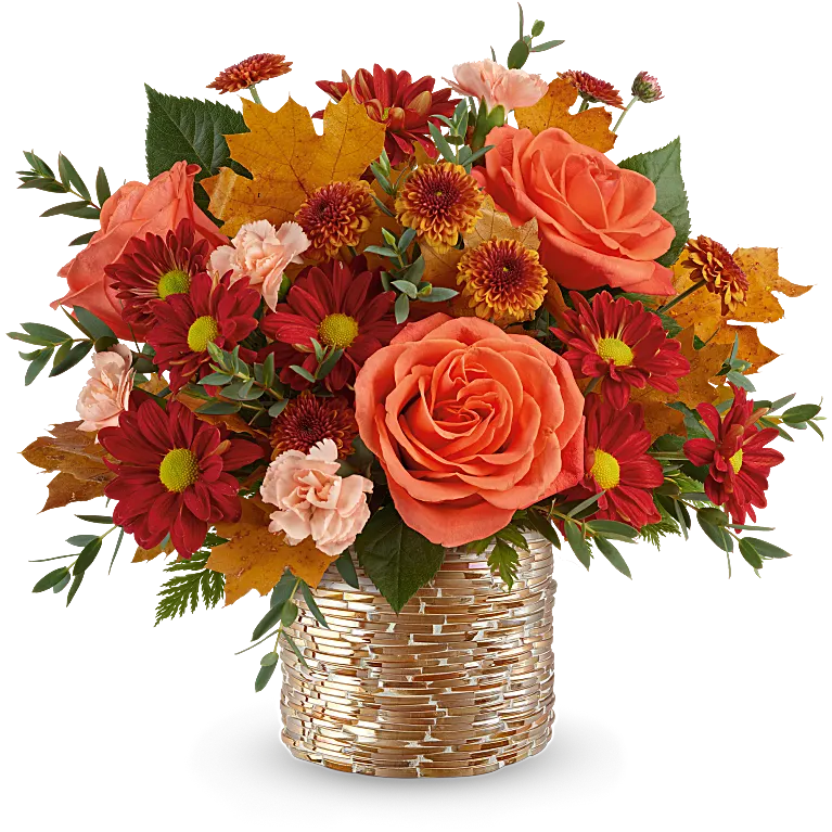 Representative copper-tone Thanksgiving bouquet from Teleflora